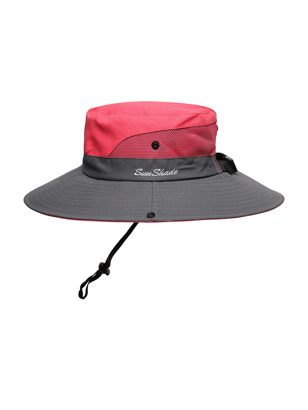 Womens Summer Sun Hat Beach Hat Wide Brim Outdoor UV | Red-Gray | Size 6-7